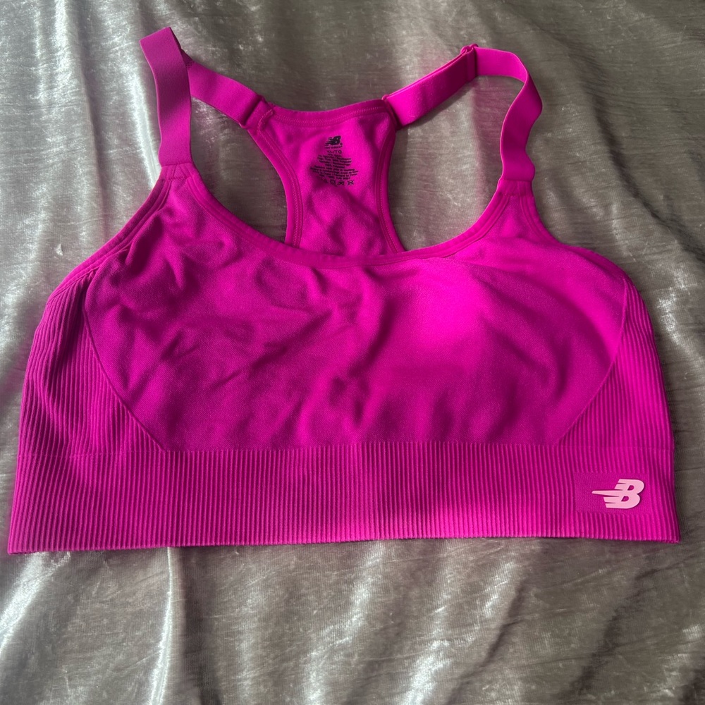 New Balance Hot Pink Sports Bra - Picture 2 of 2